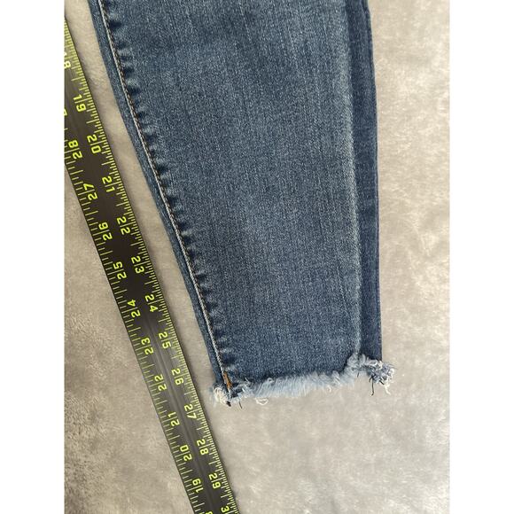Kut From The Kloth Blue Jeans Womens 6 Ankle Skinny Dark Denim Stripe Frayed Hem - Picture 6 of 9